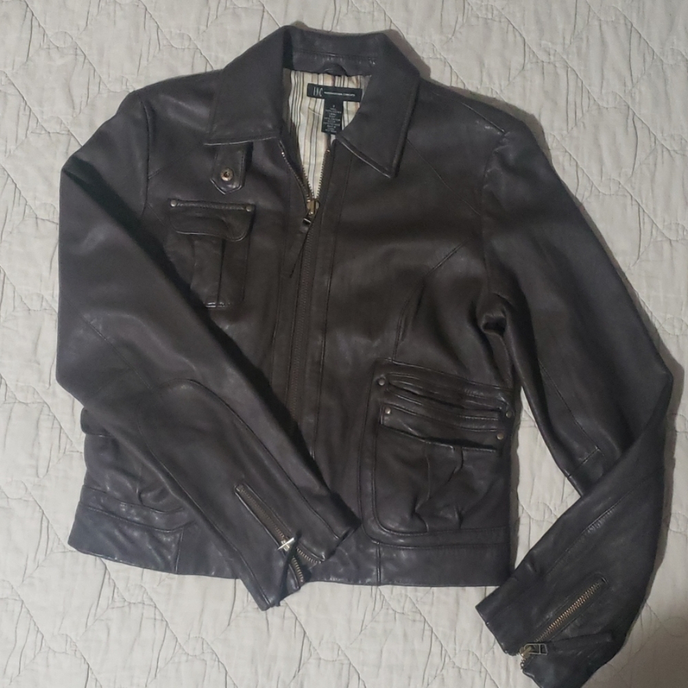 Brown leather jacket